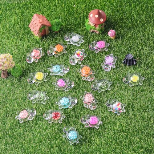Anboor 30PCS Small Resin Turtle with 1 Pc Suitcase Boxes, Luminous Mini Resin Animals to Hide Sea Turtles Glow in The Dark Figurines for Fairy Garden Dollhouse Aquarium Decor (Beads) - style: 30 Pcs Beads