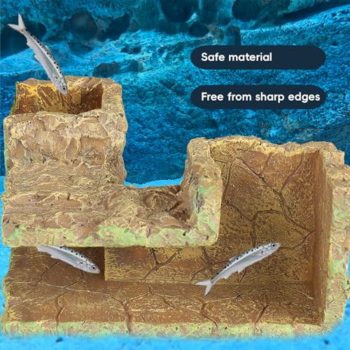 VEELAM Fish Tank Corner Underground Hideout Cave Decor for Fish Shrimp Hiding Breeding, Aquarium Resin Decorations,Rock Style - style: Rock