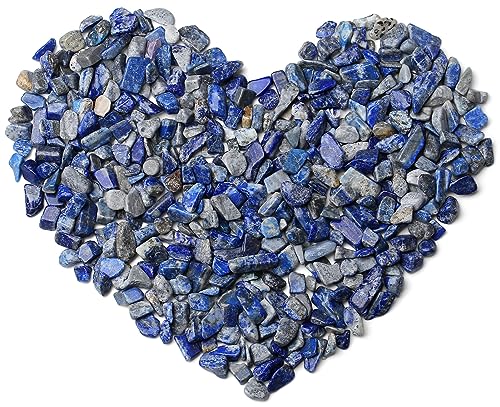 QINJIEJIE Lapis Lazuli Crystals Chips Natural Stone Gravel Bulk Crushed Rocks Pieces Polished Quartz Stone 0.55Lbs Decorative Fish Tank Pebbles Vase Filler Irregular Shaped Tumbled Gemstone for Home - color: Lapis Lazuli, size: 0.55 Pound