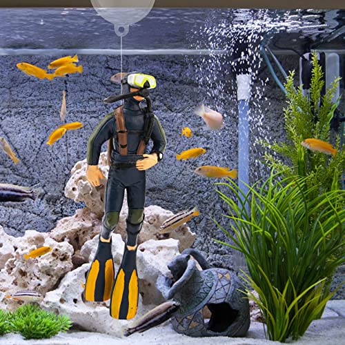 2 Pack Fish Tank Decorations Little Diver Decorative Ornament Floating Pendant for Creative Fish Tank Accessories, Aquarium Decorations, Marine Landscaping