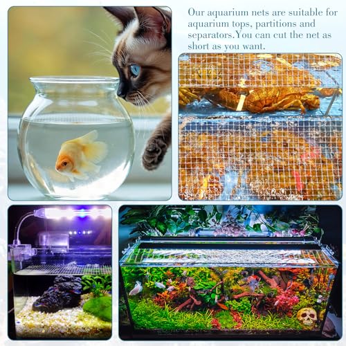 Clear Mesh Fish Tank Lid Aquarium Fish Tank Net Screen Cover Clear Plastic Fishs Net Aquarium meshs lid for Aquariums Lids Fishs Tanks Covering Aquariums Top Cover(4 x 5 feet)
