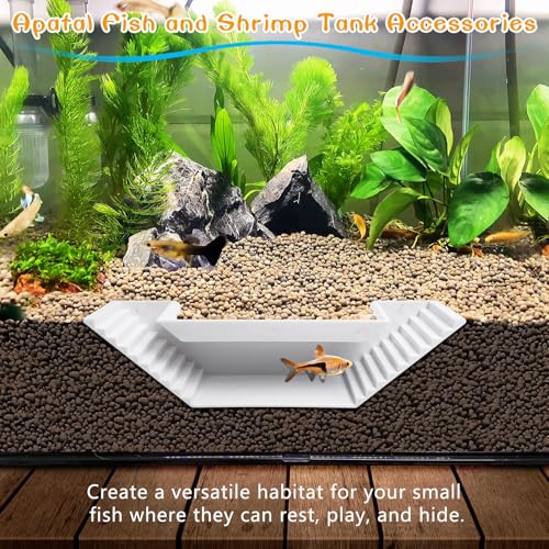 Aquarium Underground Tunnel Small Fish Cave Hideout with 2 Entrances Under Gravel Viewing Shrimp Tunnel Plastic Fish Tank Decoration (White)
