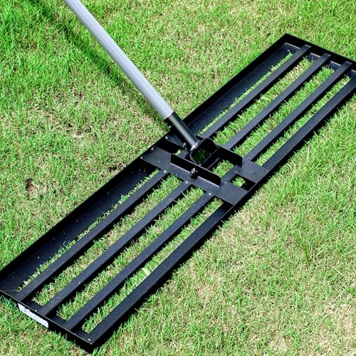 Walensee Large Lawn Leveling Rake, 45"x10" Heavy Duty Lawn Leveler Tool with 7FT Steel Handle, Levelawn Landscape Rake for Topdressing, Soil, Sand, Dirt, Large Yard, Garden, Golf Course - size: 7FT 45"x10"