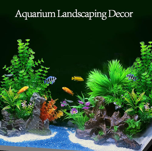 2 Pack Aquarium Decor Plastic Plants Extra Large Artificial Fish Tank Plants Tall Fish Tank Decorations- Green 12" Tall - color: Green