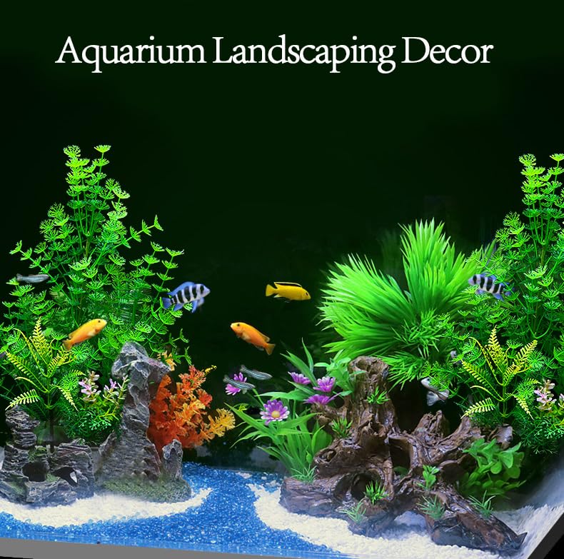 2 Pack Aquarium Decor Plastic Plants Extra Large Artificial Fish Tank Plants Tall Fish Tank Decorations- Green 12" Tall - color: Green
