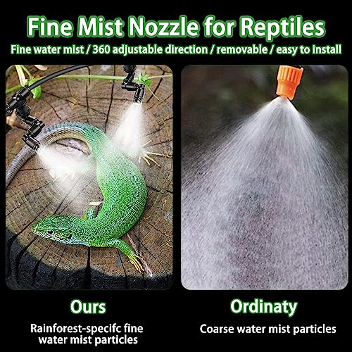 Reptile Mister Nozzles - T Double Misting Assembly, 1/4'' Misting Nozzles for Terrarium, Paludarium, Vivarium, Plants, Amphibians, and Reptile Tanks - size: Double Nozzle