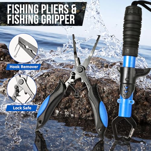 PLUSINNO Fishing Backpack with Tackle Boxes, Waterproof Fishing Sling Tackle Bag For Fishing Gear With Rod Holder, Fishing Gifts for Men With Fishing lures, Fishing pliers. - color: Black Fishing Backpack With Fishing Tools