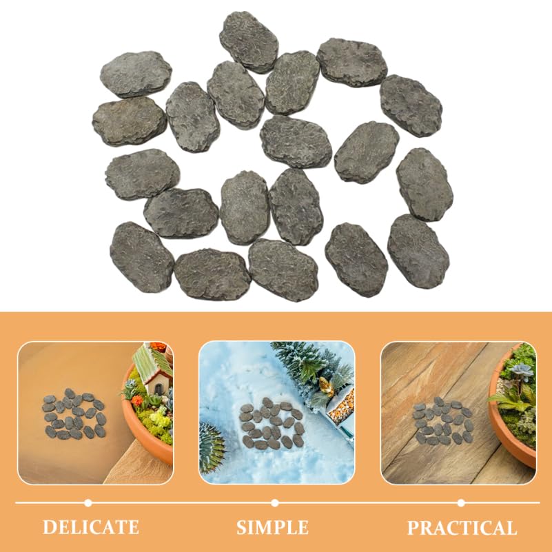 UKCOCO 20Pcs Miniature Stepping Stones for Fairy Garden Accessories DIY Bonsai Micro Landscape Resin Rock Decorations for Garden Pathways and Aquarium Ornaments