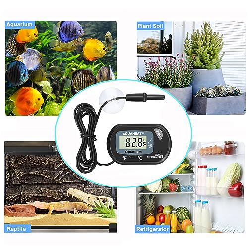 AQUANEAT Aquarium Thermometer, Fish Tank Thermometer, Digital Temperature Test, with Large LCD Display (6 Packs) - size: 6 Packs