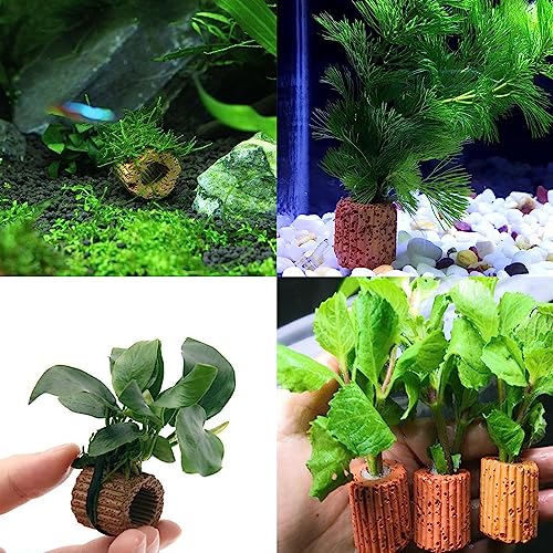 20 Pcs Aquatic Water Plant Fixed Rings, Aquarium Landscape Ceramic Pottery Plant Pot Gravity Ring for Fish Tank Accessories - size: Small