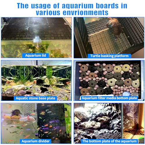 Adjustable Platic Grip Panel Aquarium Fish Tank Divider Filter Bottom DIY Plastic Grid Fish Tank Isolation Board Plastic Egg Crate Tray (Black, 4pcs 11.8X5.9 Inch with 0.15 Inch Hole) - color: Black, size: 4pcs 11.8X5.9 Inch with 0.15 Inch hole