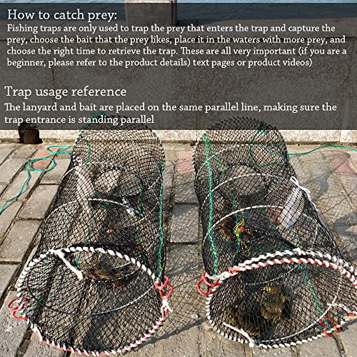 Drasry Crab Trap Bait Lobster Crawfish Shrimp Portable Folded Cast Net Magic Collapsible Fishing Traps Nets Accessories for Blue Crabs - color: Black, style: 2pcs 23.6 X 11.8in (0.39 Mesh)