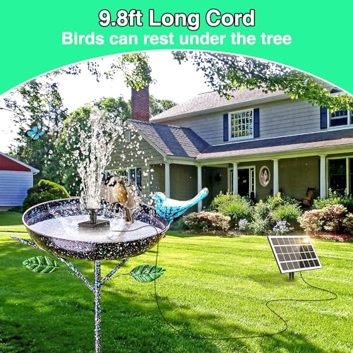 Jutai Solar Fountain Works in Shadow-No Battery, 3.5W DIY Glass Solar Water Pump Kit with Sucker and Stake, Solar Fountain Pump for Bird Bath, Water Feature,Garden, Outdoor-8 Nozzles,9.8ft Power Cord - color: Black+ White3