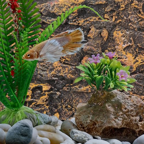 iplusmile Reptile Terrarium Rock Background, 3D Reptile Tank Background Rock Stone Background Decorations Backdrop Habitat for Fish Tank Lizards Bearded Dragons