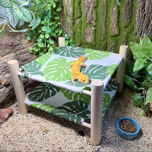 Tfwadmx Bearded Dragon Bed Double-Layer Wood Reptile Lizard Lounger Sleeping Hammock Tank Habitat Accessories for Leopard Gecko Snake Lizard or Other Small Animal - style: Style D