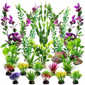 Promising Aquarium Decor Plastic Plants, Fish Tank Accessories, Artificial Aquarium Plants Kit, 22 Pieces