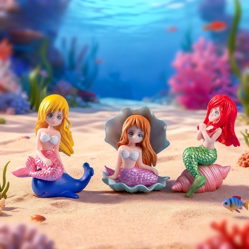 Shell Mermaid Micro Landscape Ornament, Cartoon Aquarium Decoration, Marine Scene Accessories for Fish Tank (style4)