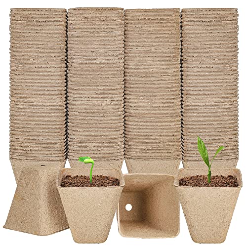 YESIACE 126 Packs Square Peat Pots, 3.15 Inch Seed Starting Pots with Drainage Holes Square Nursery Pot,Biodegradable Eco-Friendly Round Plant Seed Starter Peat Germination Seedling Trays - size: 3.15 inch Square