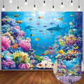 Under The Sea Backdrop Ocean Underwater World Tropical Fish Coral Summer Photography Background Aquarium Theme Baby Shower Birthday Party Decorations Banner Photo Props (8x6FT) - size: 8x6FT