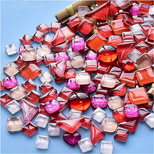 500g Mixed Color Irregular Crystal Mosaic Tiles,Tiny Mosaic Tile DIY Hobbies Children Handmade Crystal Craft for Craft Bathroom Kitchen Home Decoration DIY Art Projects,0.4X0.4 Inch (Red Series) - color: Red Series