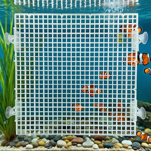 Adjustable Plastic Grid Panel for Fish Tank Divider, 11.8 x 11.8 Inch, 8 Pcs - Interlocking Design for Aquarium Separation, Reptile Basking and Plant Support(White) - color: White