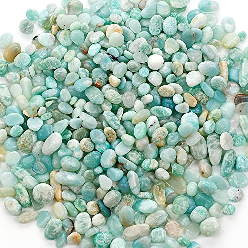 Cherry Tree Collection 1/2 Pound Polished Tumbled Gemstone Chips, Pebbles, Crystal Chips Bulk for Jewelry Making, Healing, Plants, Succulents, Aquariums, Decoration, Chakra (Amazonite-L) - color: Amazonite-L