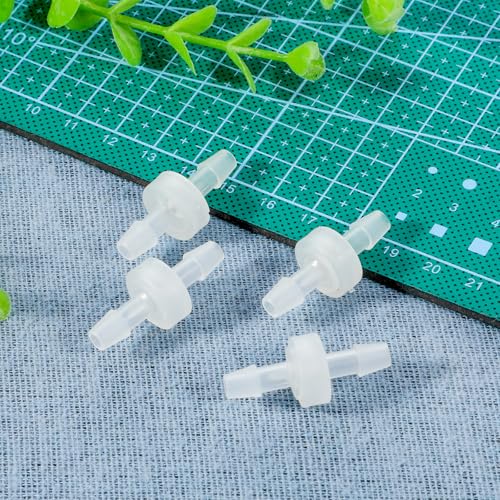 4 Packs 1/4 Inch Check Valve 6mm One-Way Barb Hose Plastic Non Return One Way Inline Hose Barb White Oil Water Pump Check Valve for Air Intake Feed