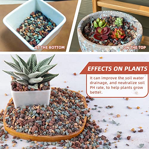 7lb Mix Horticultural Lava Rock Pebbles Pumice Potting Soil Amendment Succulent Cactus Bonsai Gritty Rock Decorative Gravel Plant Drainage Volcanic Rock for Aquarium Fairy Gardening Top Dressing - color: Mix Pebbles, size: 7LB