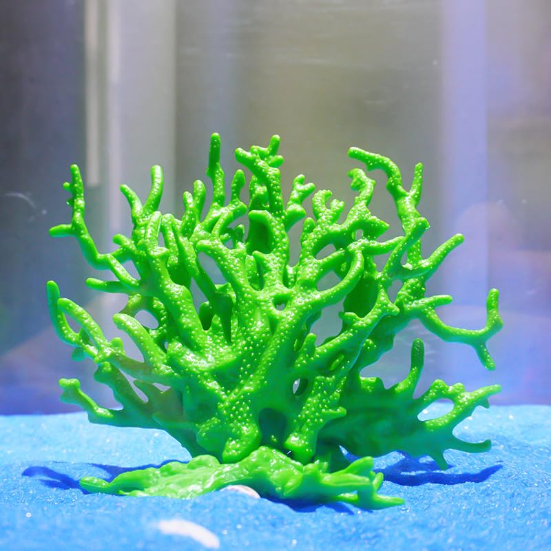 Artificial Coral Aquarium Ornament - PVC Fish Tank Decor for Aquascaping (5.9x5.12x2.17 Inch) - Green - color: Green