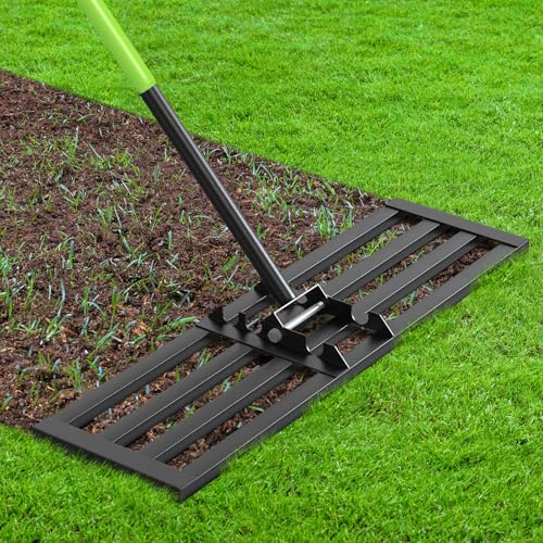 Seeutek Lawn Leveling Rake, 35" x 10" Heavy Duty Yard Leveling Rake Tool with 0-180° Adjustable Handle, 6.5FT Steel Handle Lawn Leveler for Yard Garden Golf, Ease Level Soil Sand Dirt Surface - size: 35"*10"
