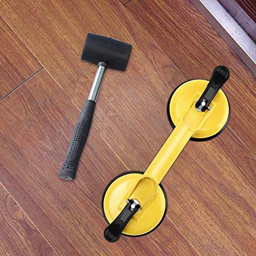 FCHO Glass Suction Cups Heavy Duty Aluminum Vacuum Plate Handle Floor Holder Hooks to Lift Large Glass/Tile Suction Cup Lifter/Moving Glasses/Pad for Lifting/Dent Puller (2 Pack) - color: Yellow