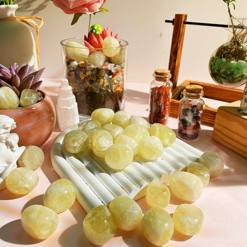 DUQGUHO Citrine Crystals Bulk Natural Irregular Polished Stones Tumbled Crystals Gemstone Rocks for Beginners Gift 200g - color: Citrine