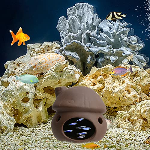 Saim Aquarium Mushroom House Decorations, Ceramic Fish Tank Cave Hideaway Small Fish Shrimp Breeding Cave Fish Tank Landscape Decor for Territorial Fish Shrimp to Rest and Breed, Hiding - Brown - color: Brown