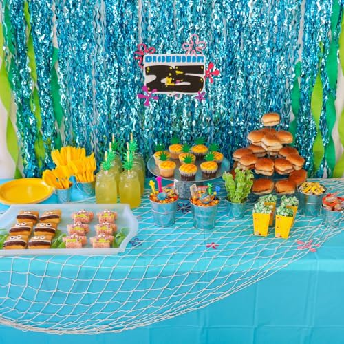 12 Pack Fish Net Decorations, 80 x 40 Inch Natural Cotton Rope Fishing Net Decorative for Under The Sea, Beach, Tropical, Nautical, Pirate, Ocean, Hawaiian Theme Table Runner, Balloon Arch Holder