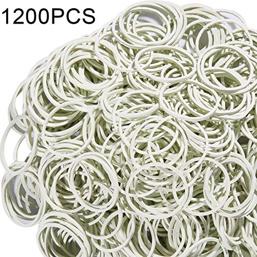 AMUU Rubber Bands1200pcs white small Rubber Band Mini Soft Elastic Bands for Hair Braids Hair Diameter 16mm rubber bands for Office Supplies School Home - color: White-1200Pcs