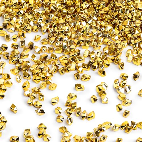 DomeStar 4200PCS Gold Fake Ice Rocks, 1LB Acrylic Crushed Ice Rocks Mini Fake Diamonds for DIY Craft Wedding Vase Fillers 0.33" x 0.23" - color: Gold