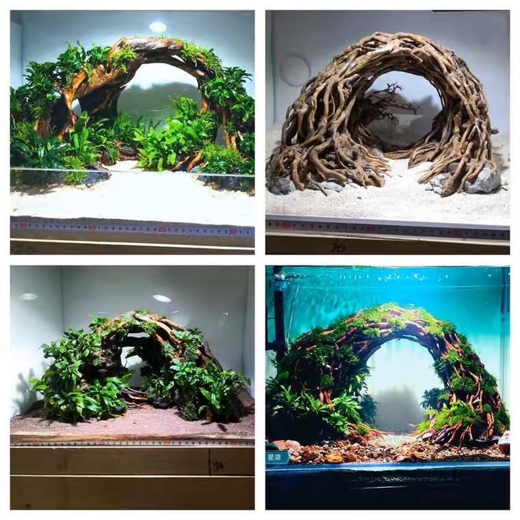 AWXZOM Aquarium Driftwood Centerpiece Aquarium Landscape, Handcrafted!!! Fish Tank hardscape Landscape (Small Silent Cave)