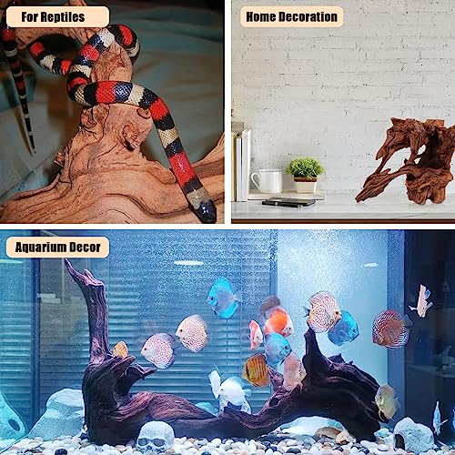 Natural Driftwood for Aquarium Decor, 2 Pieces 9-14" Large Assorted Branch Decorations for Reptile Hide, Fish Tank