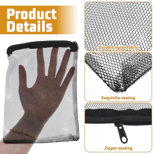 Grevosea 20 Pcs Aquarium Filter Media Bags, Fish Tank Coarse Mesh Bags 5.91 x 7.87 Inch Nylon Mesh Bag with Zipper for Activated Carbon Ceramic Rings Bio Balls Black & White