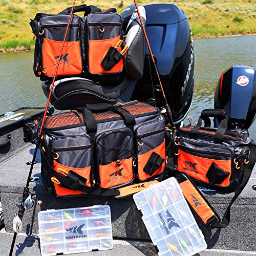 KastKing Fishing Gear & Tackle Bags - Saltwater Resistant Fishing Bags - Fishing Tackle Storage Bags - color: C: Extra-large Hawg (Without Trays, 26.4"x11"x15.4")-Orange