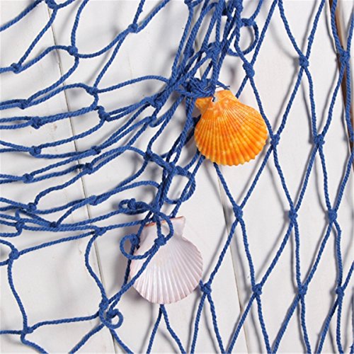 Rosoz Nautical Decorative Fishing Net, Sea Theme Fish Net Decor for Party/Wall Decoration Background,Blue,79inch x 59inch - color: 1pack Blue