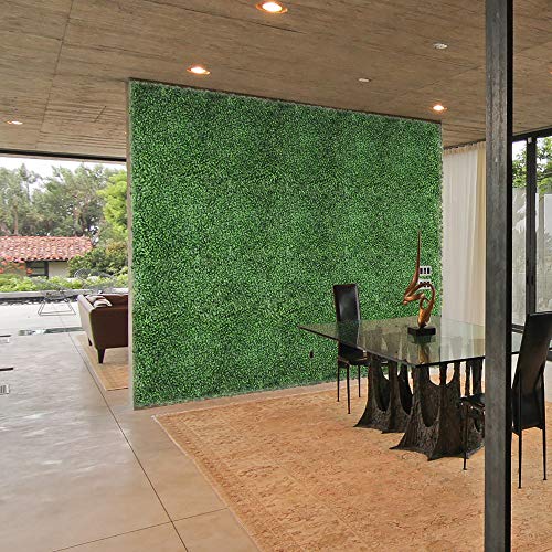TANG 20"x20"-1PC Artificial Greenery Boxwood Panels Grass Wall Panel, Faux Privacy Fence Ivy Screens Backdrop Fake Hedge for Indoor Outdoor Wedding Décor, Dark Boxwood - color: Dark Boxwood, size: 20"x20"