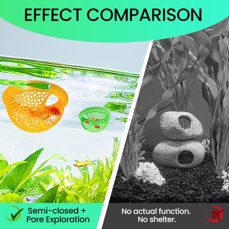 Floating Betta Hide & Shrimp Cave – 3D Printed Aquarium Hammock, Feeding Ring & Resting Spot for Betta Fish, Shrimp & Small Fish (Eco-Safe PLA) - color: Green