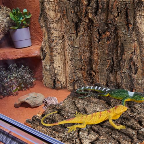 SHINEOFI 4Pcs Cork Bark Reptile Terrarium Background Aquarium Decor for Gecko Lizard Frog Bearded Dragon Tank Natural Tree .90X5.90X0.78In