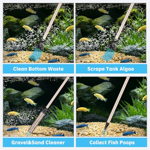 Gravel Vacuum for Aquarium-6.5Ft Hose Water Changer for Fish Tank Adjustable-Manual Siphon Pump Fish Tank Cleaner