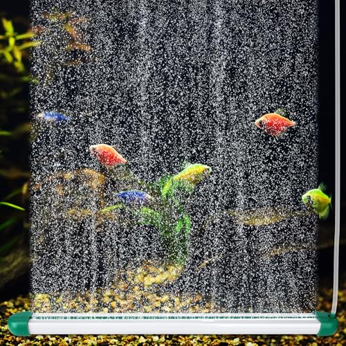 hygger 13.9Inch Aquarium Bubble Bar, Double Row Fine Mist Air Bubble Curtain Wall, Quiet Dissolved Oxygen Diffuser Air Stone, Self-Sinking Design Fish Tank Bubbler for Freshwater Saltwater Hydroponics - size: 13.9Inch