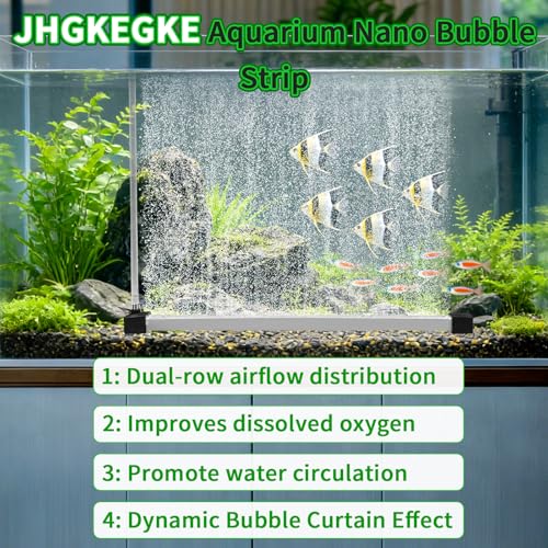 Aquarium Air Bubble Bar, 5.9 Inch Double Row Fine Mist Air Bubble Curtain Wall, Self-Sinking Fish Tank Air Diffuser Set, Enhanced Oxygen Bubble Strip for Freshwater Saltwater Hydroponics - size: 5.9 Inch