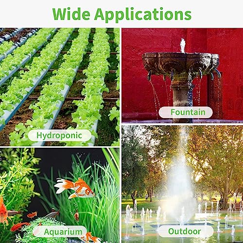 Submersible Aquarium Fountain Pump: 400GPH 25W Adjustable Ultra Quiet Small Fish Tank Water Pump with 5ft Tubing for Outdoor | Pond | Hydroponic | Waterfall - size: 25W/400GPH