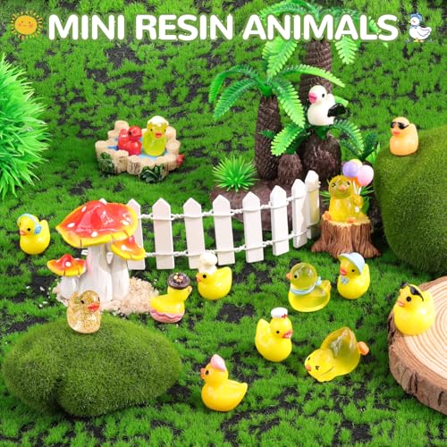 TINKRSTUFF 50PCS Mini Resin Animals Assorted Styles Cute Tiny Ducks,Miniature Duck Figures to Hide,Little Animal Bulk for Topper Desk Garden Dollhouse Landscape Aquarium Ornaments DIY Crafts & Decor - color: Various Ducks-50pcs