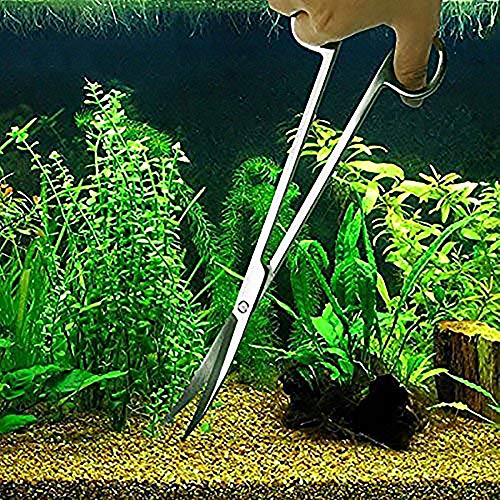ONST Curved Scissors Long Aquatic Tools Feeding Tongs Aquarium Tank for Fish Tank Aquatic Plants Long Substrate Scissor Stainless Steel